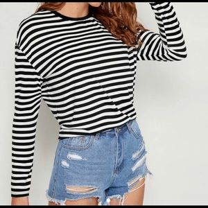 Black and white striped long sleeve shirt